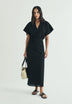 VESTIDO MIDI DRAPEADO LINHO