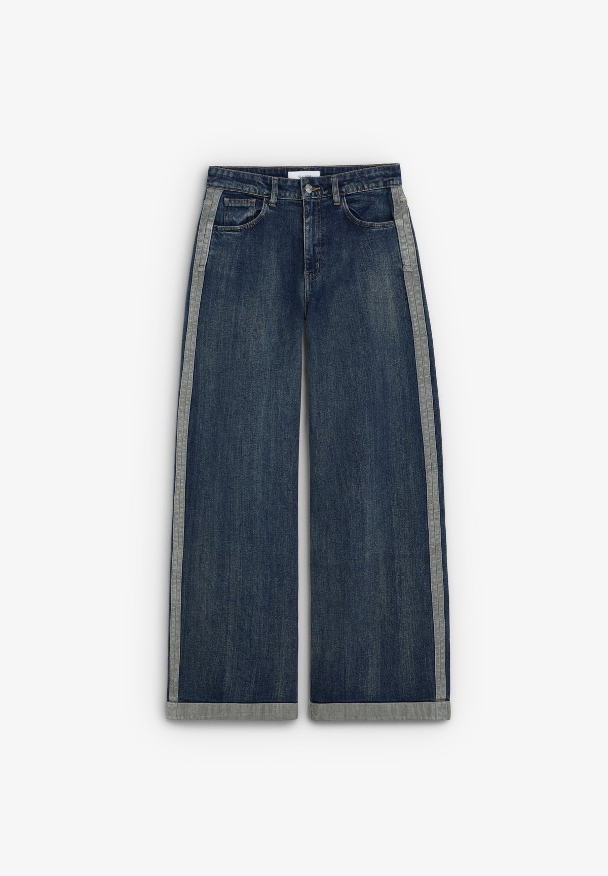 JEANS WIDE LEG COM TIRAS LATERAIS