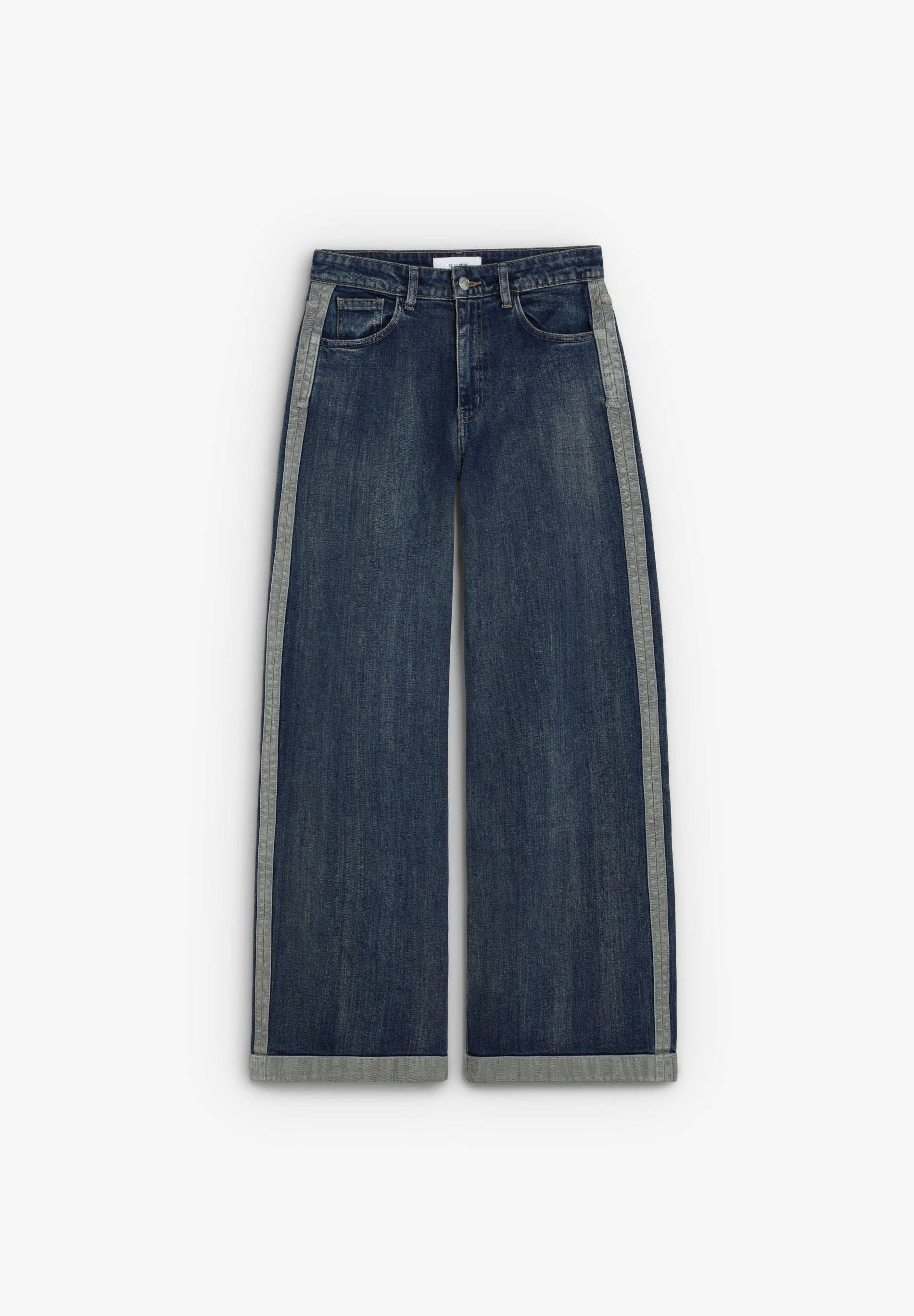 JEANS WIDE LEG COM TIRAS LATERAIS