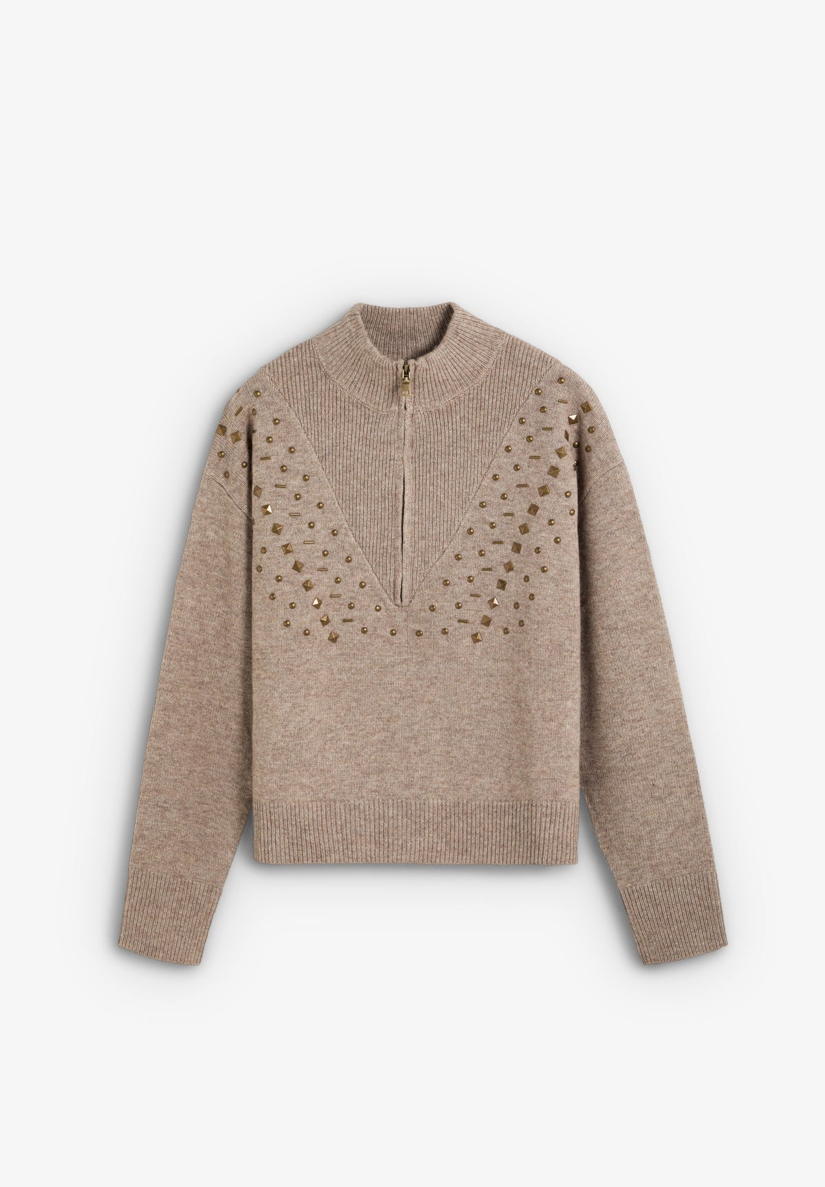 SWEATER MEIO ZIP COM TACHAS