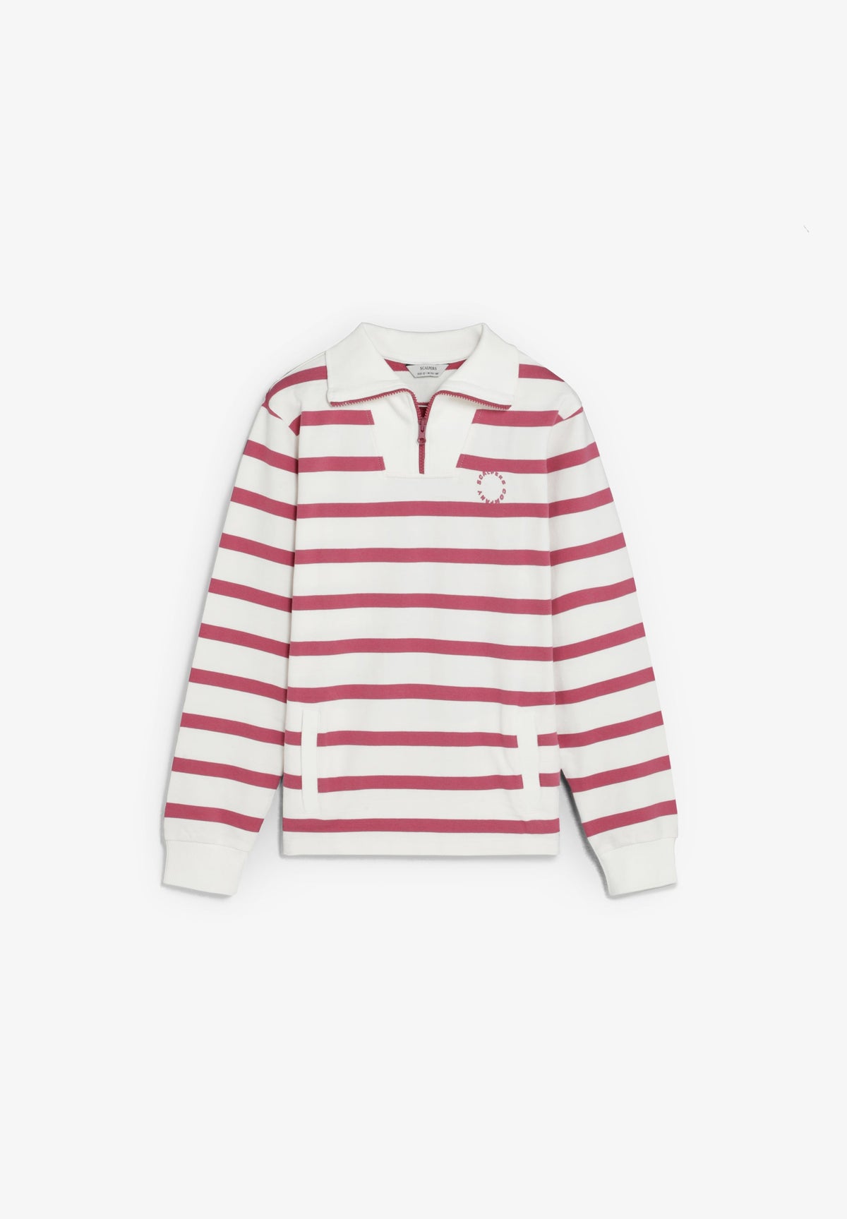 SWEATSHIRT COM MEIO FECHO ÀS RISCAS