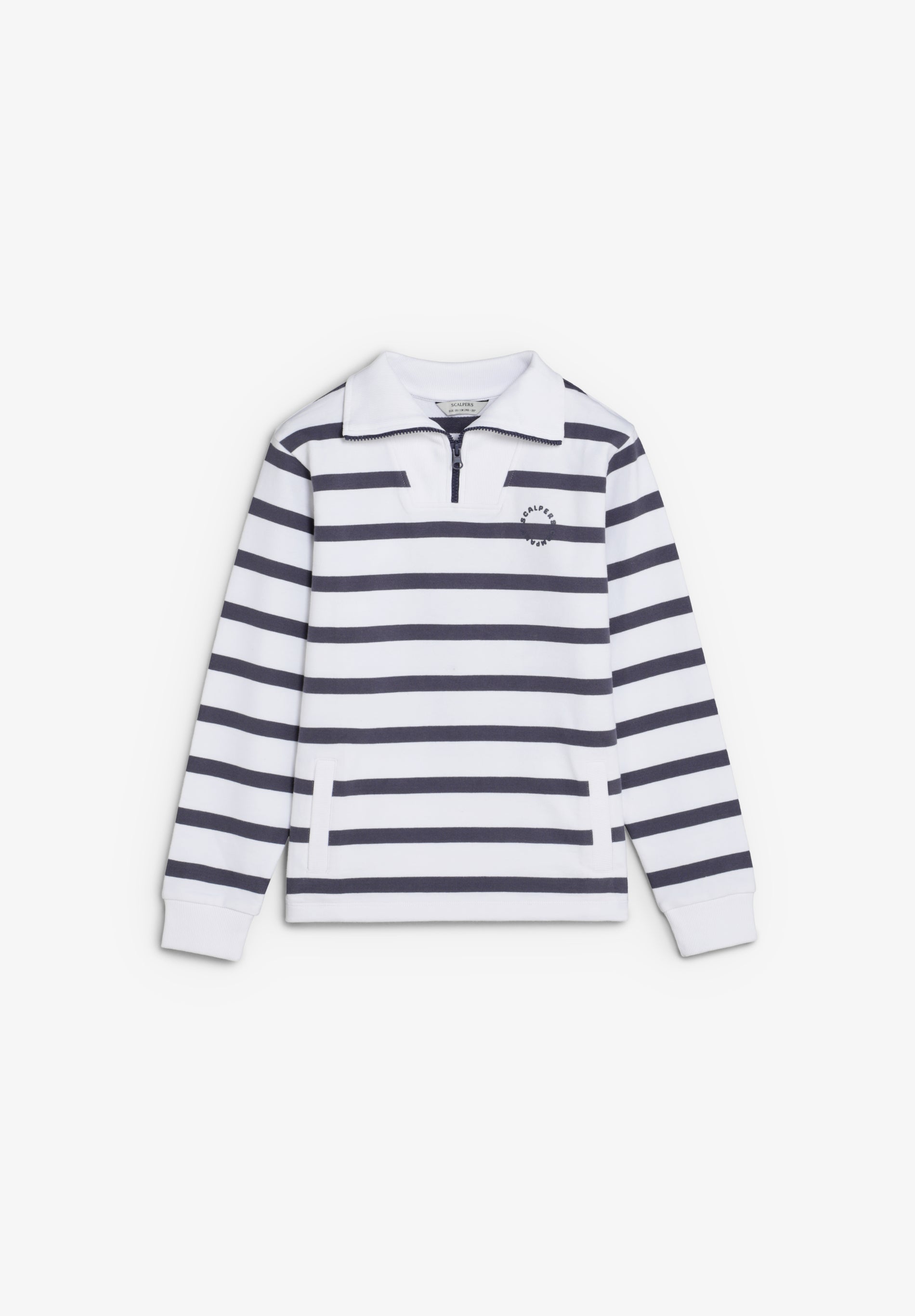 SWEATSHIRT ÀS RISCAS COM GOLA TIPO CAMISA POLO