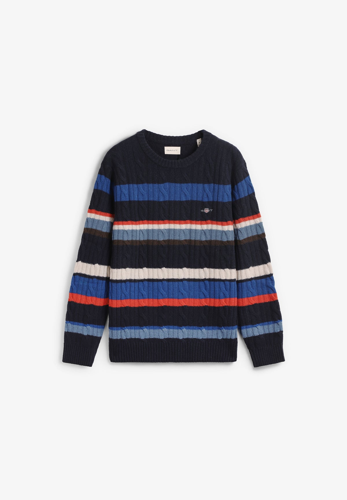 GANT | LAMBSWOOL CABLE STRIPED C-NECK