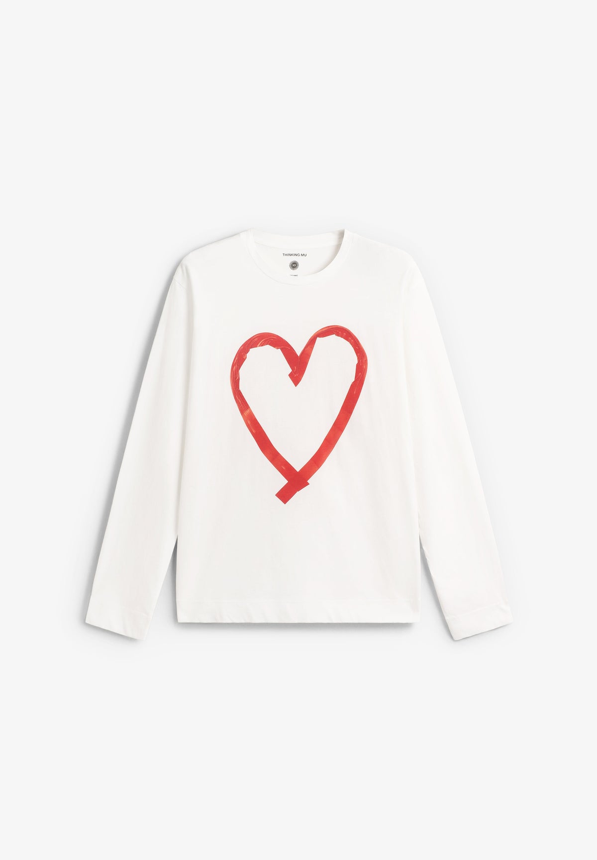 THINKING MU | TAPE HEART WHITE EMILY TEE