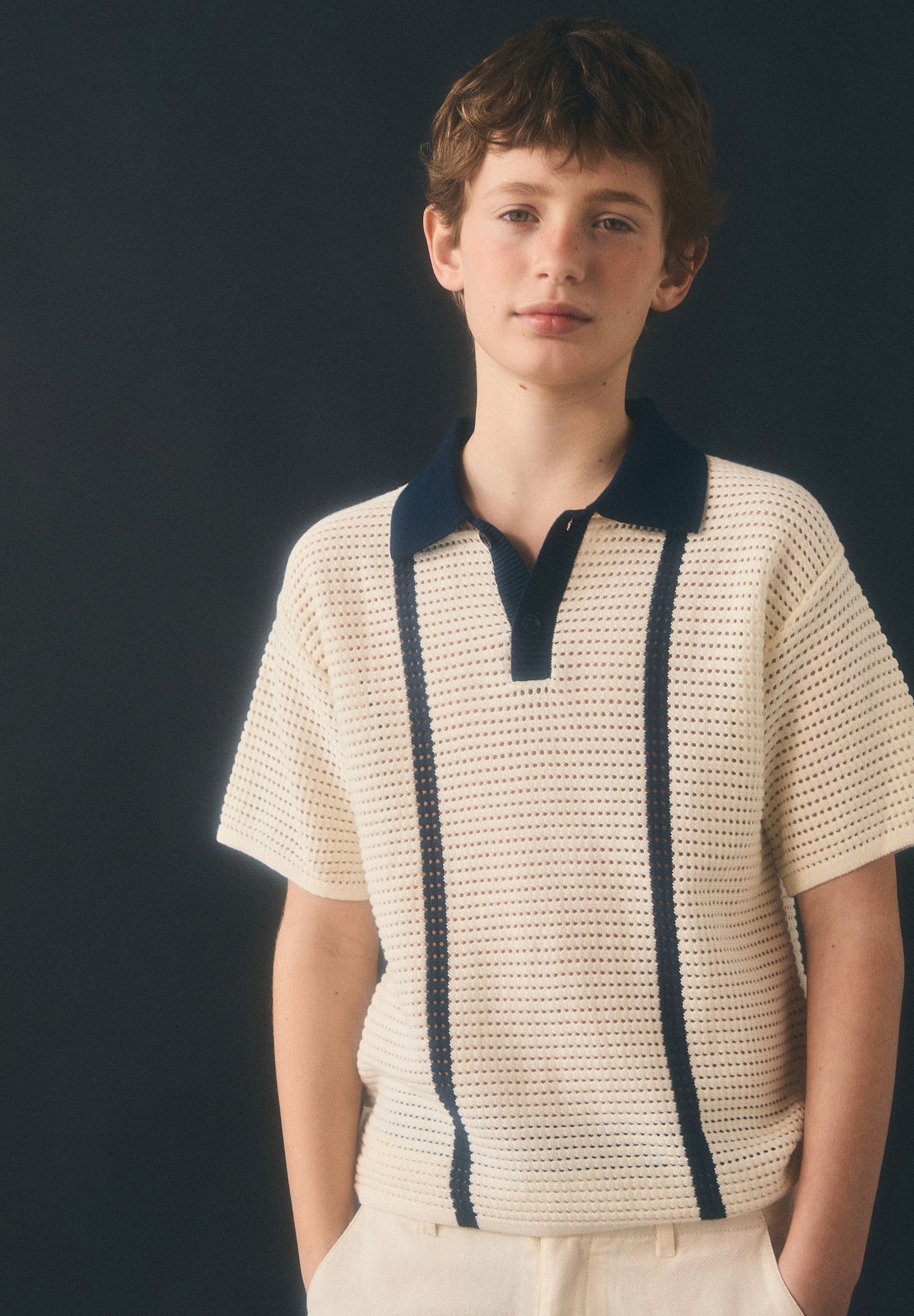 CAMISA POLO TRICOT EM CONTRASTE