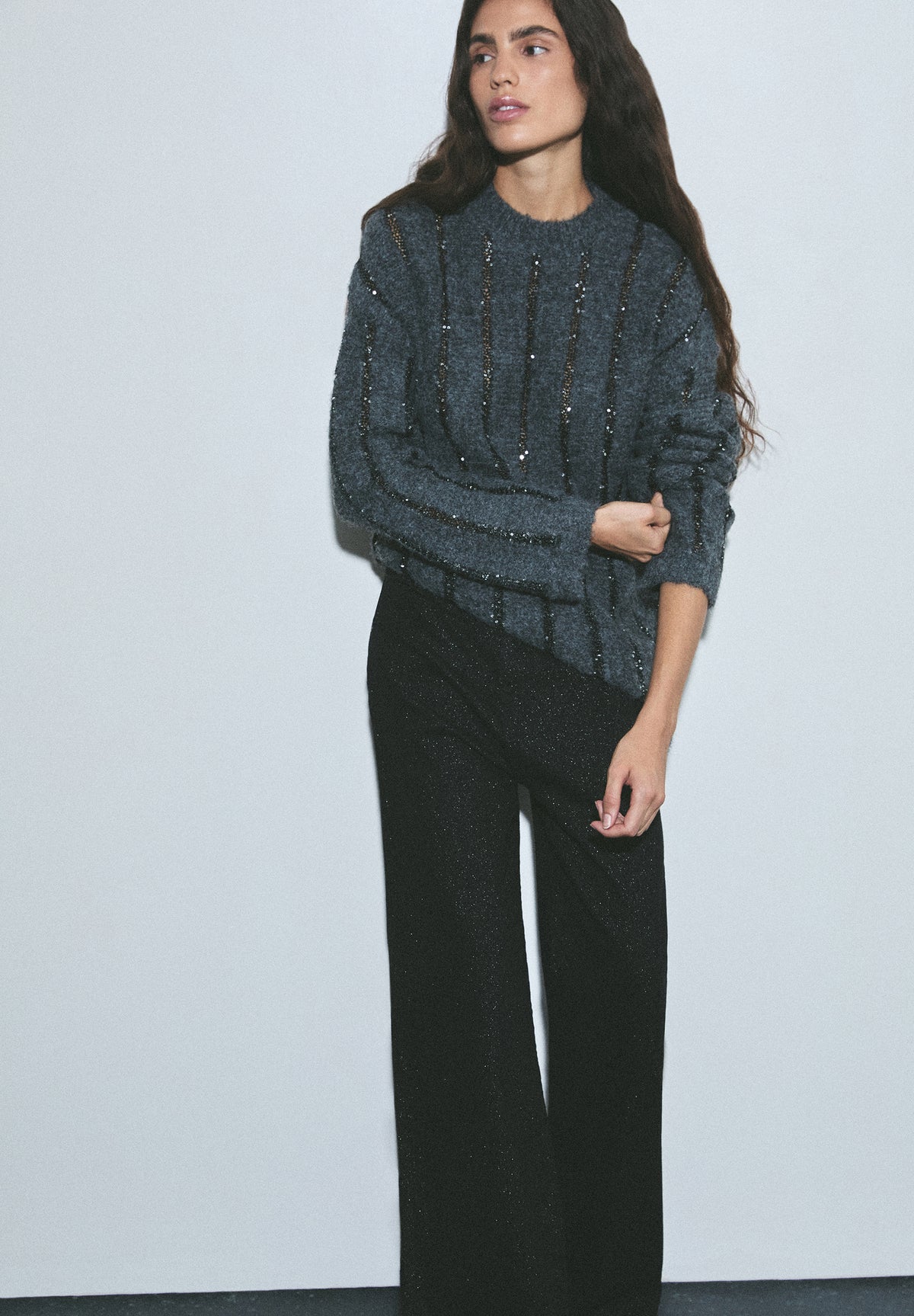 JEANS WIDE LEG COM GLITTER