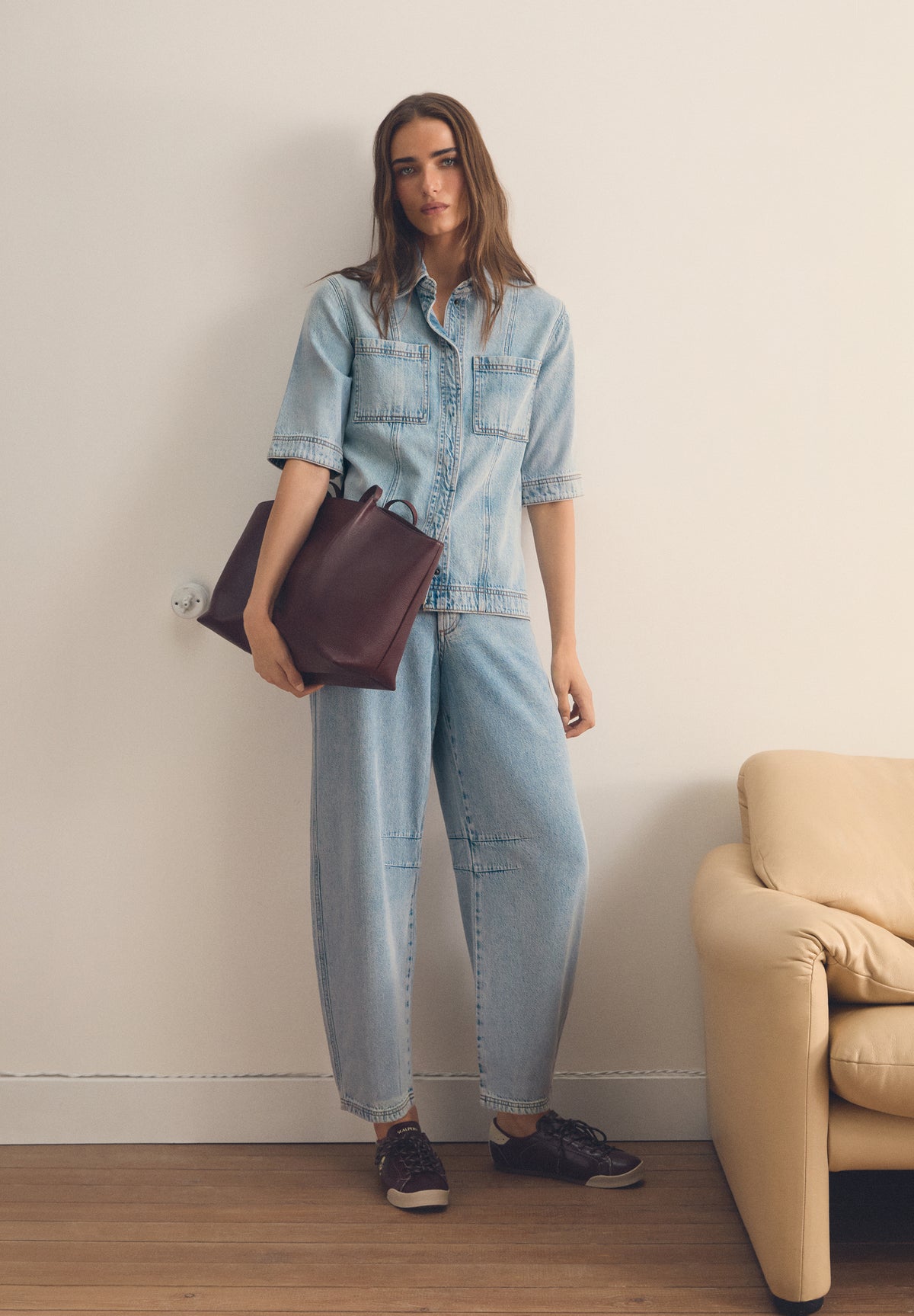 BOLSA SHOPPER EM PELE