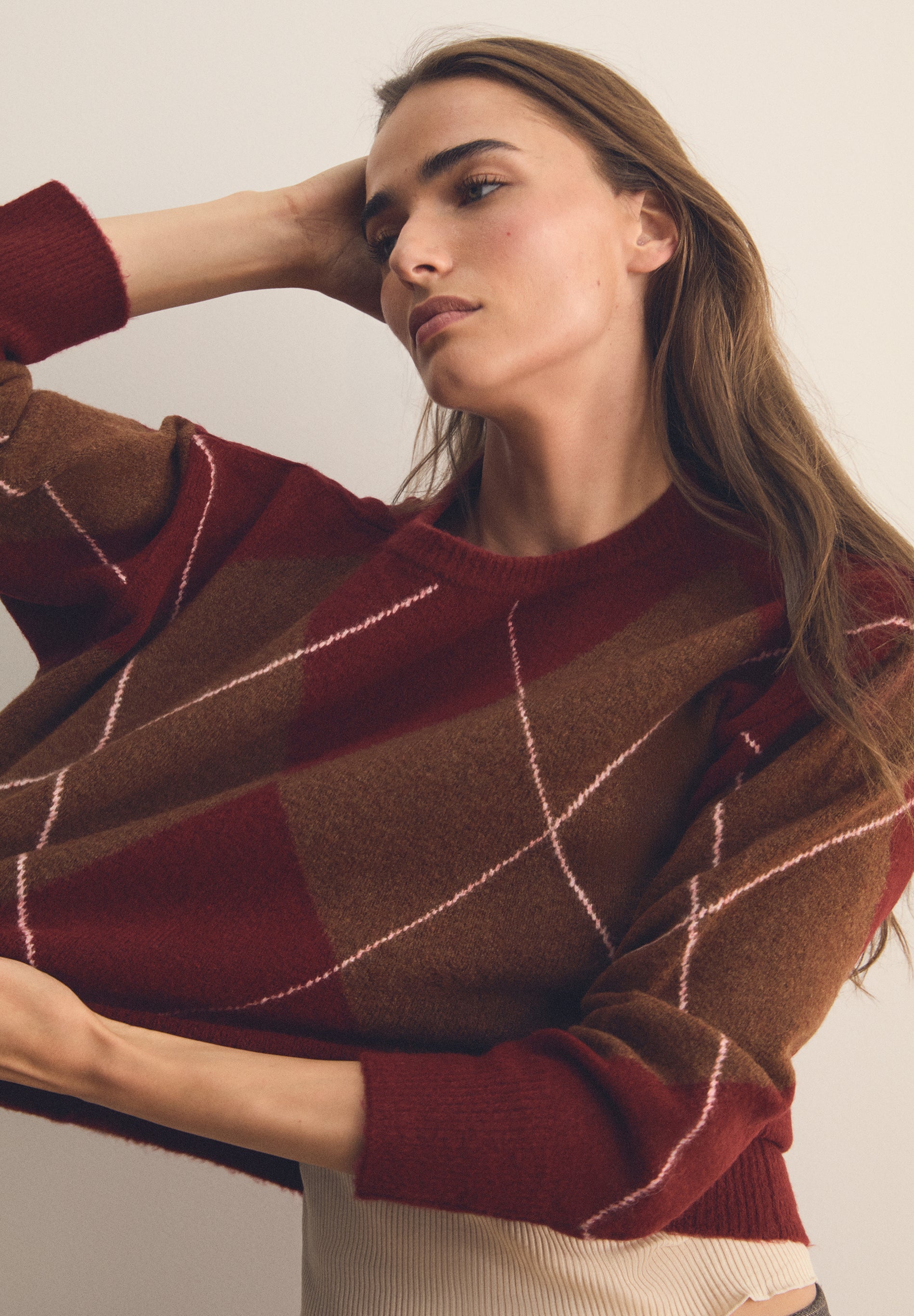 SWEATER COM LÃ TEXTURA DIAMANTE