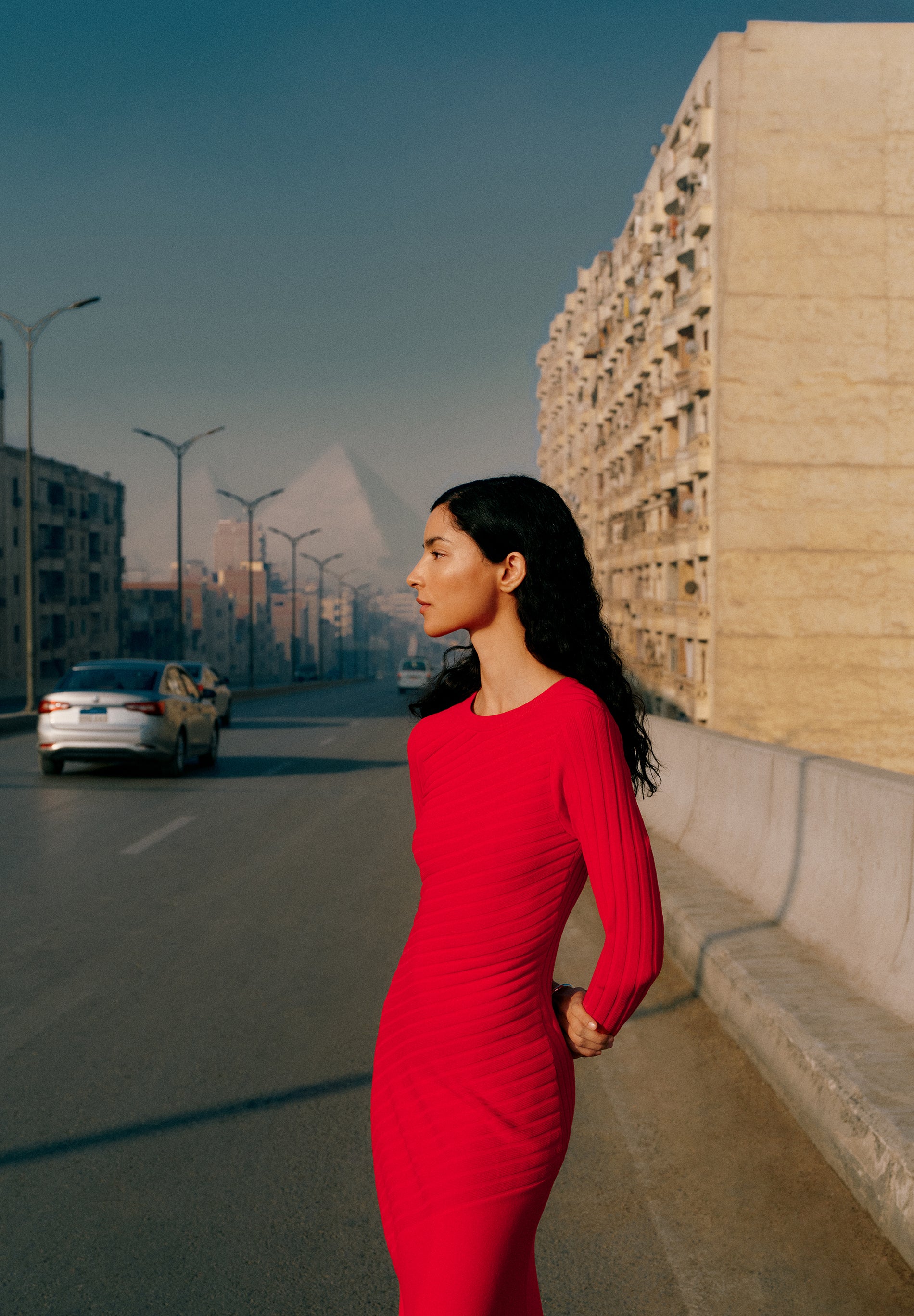 VESTIDO ÀS RISCAS DE MALHA