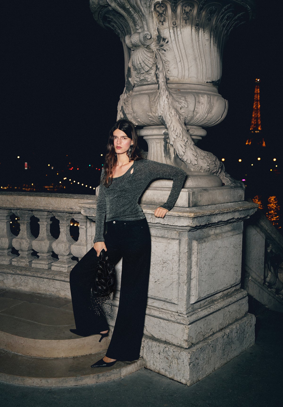 JEANS WIDE LEG COM GLITTER