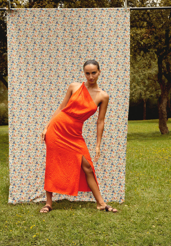 VESTIDO MIDI ASSIMÉTRICO