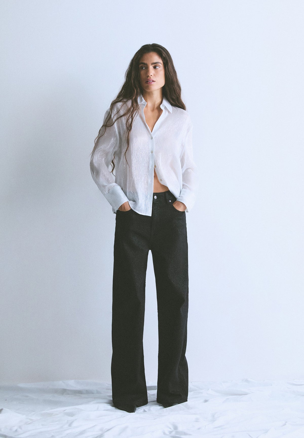 JEANS WIDE LEG COM GLITTER