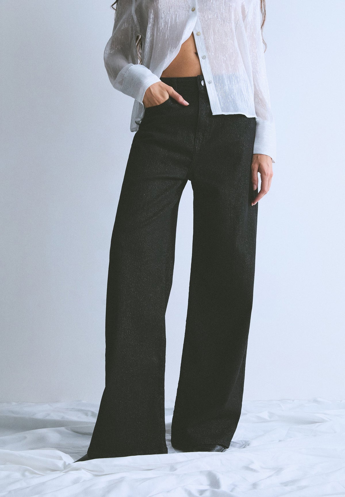 JEANS WIDE LEG COM GLITTER
