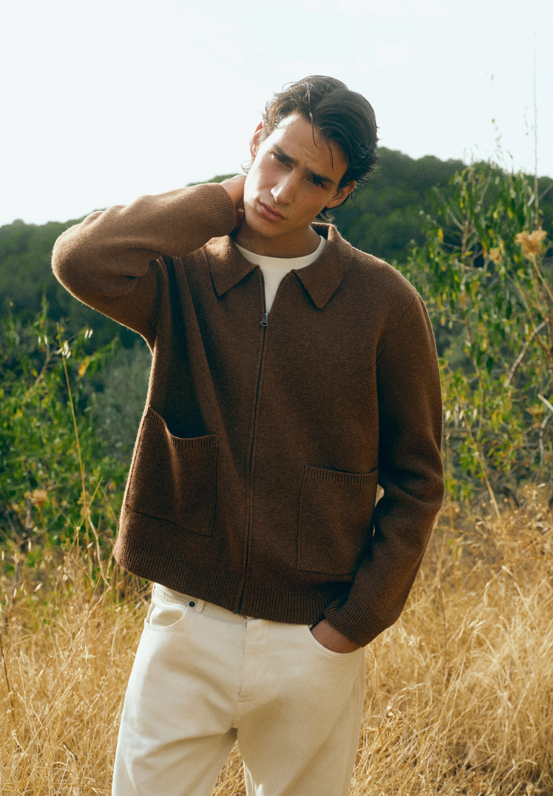 CARDIGAN COM FECHO DE CORRER EM LÃ MERINO