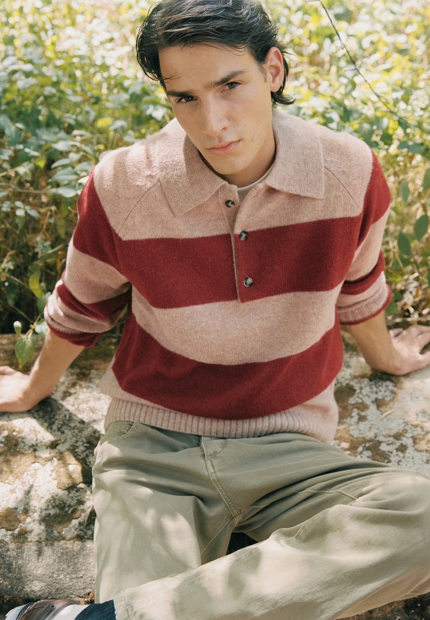 SWEATER CAMISA POLO ÀS RISCAS DE LÃ