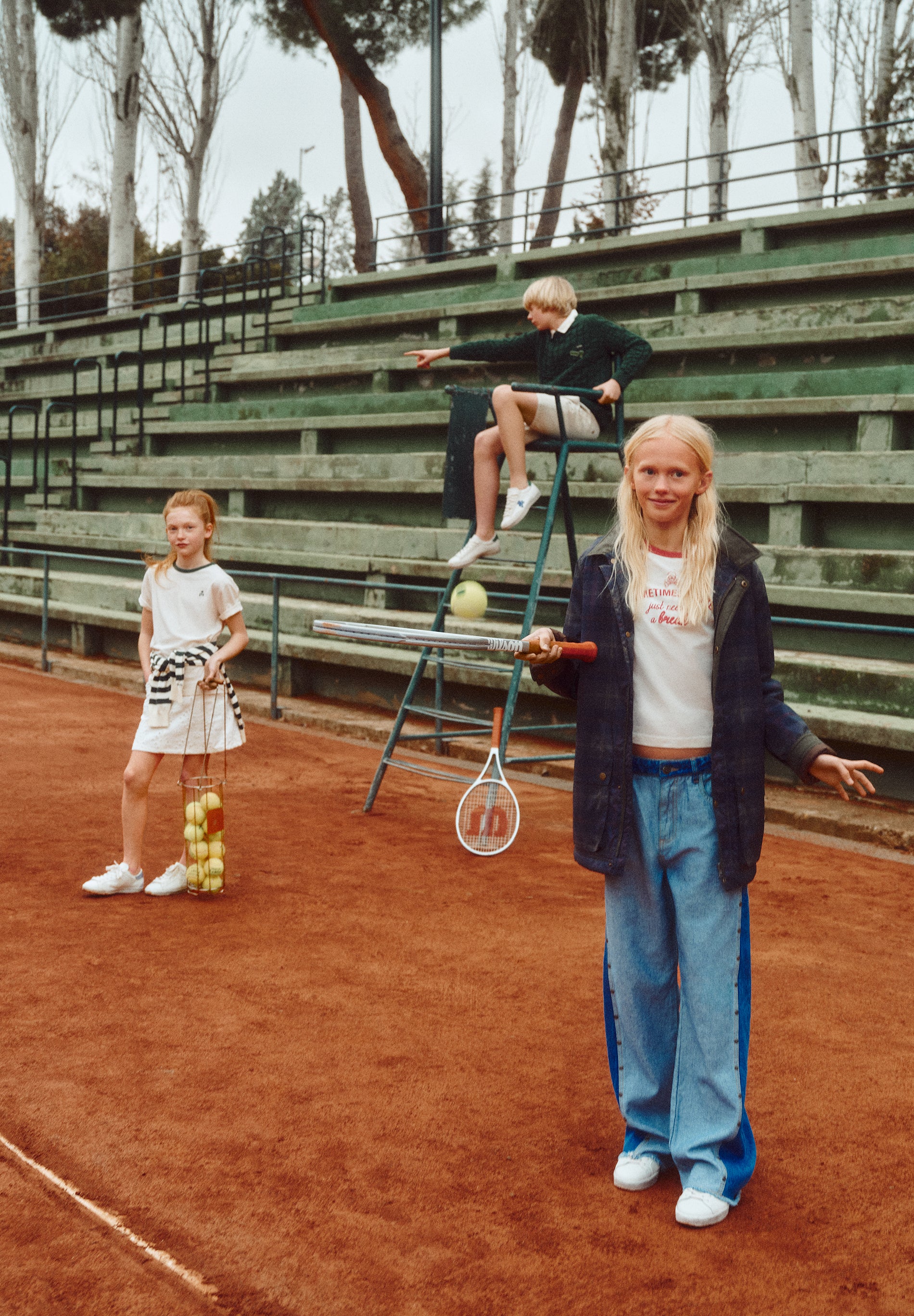 CALÇAS DENIM WIDE LEG BICOLOR