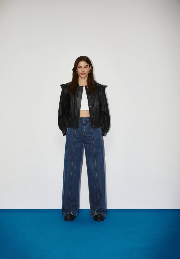 JEANS WIDE LEG COM COSTURAS