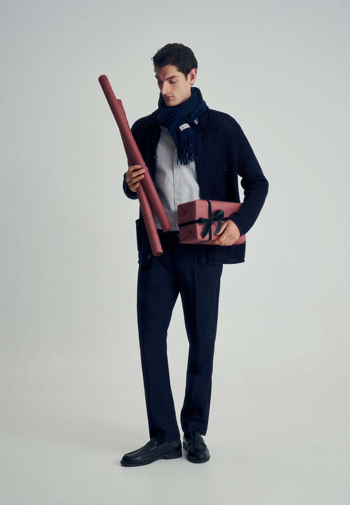 CALÇAS DE PINÇA EM MISTURA DE LÃ