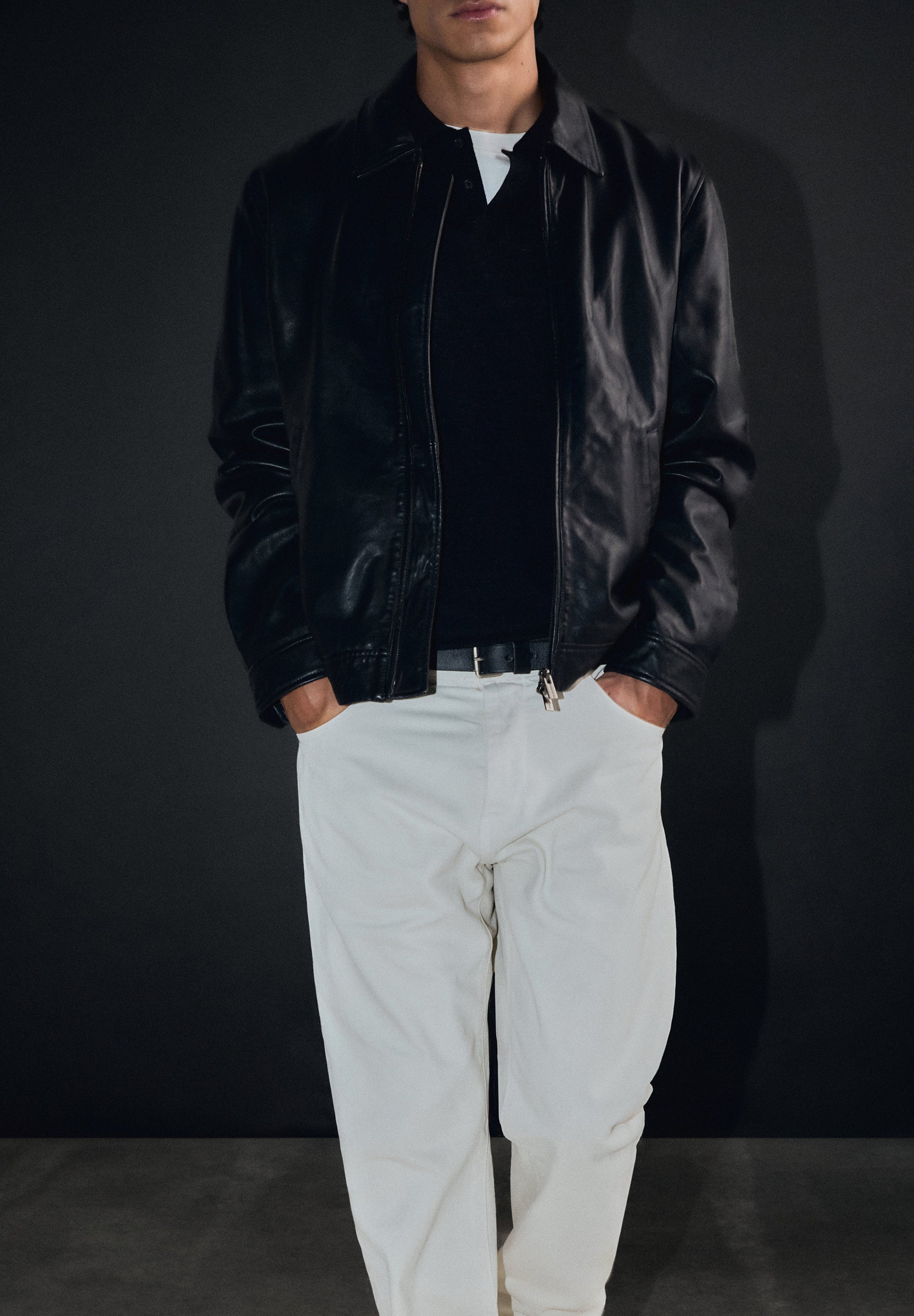 CARDIGAN DE PELE COM GOLA DE CAMISA