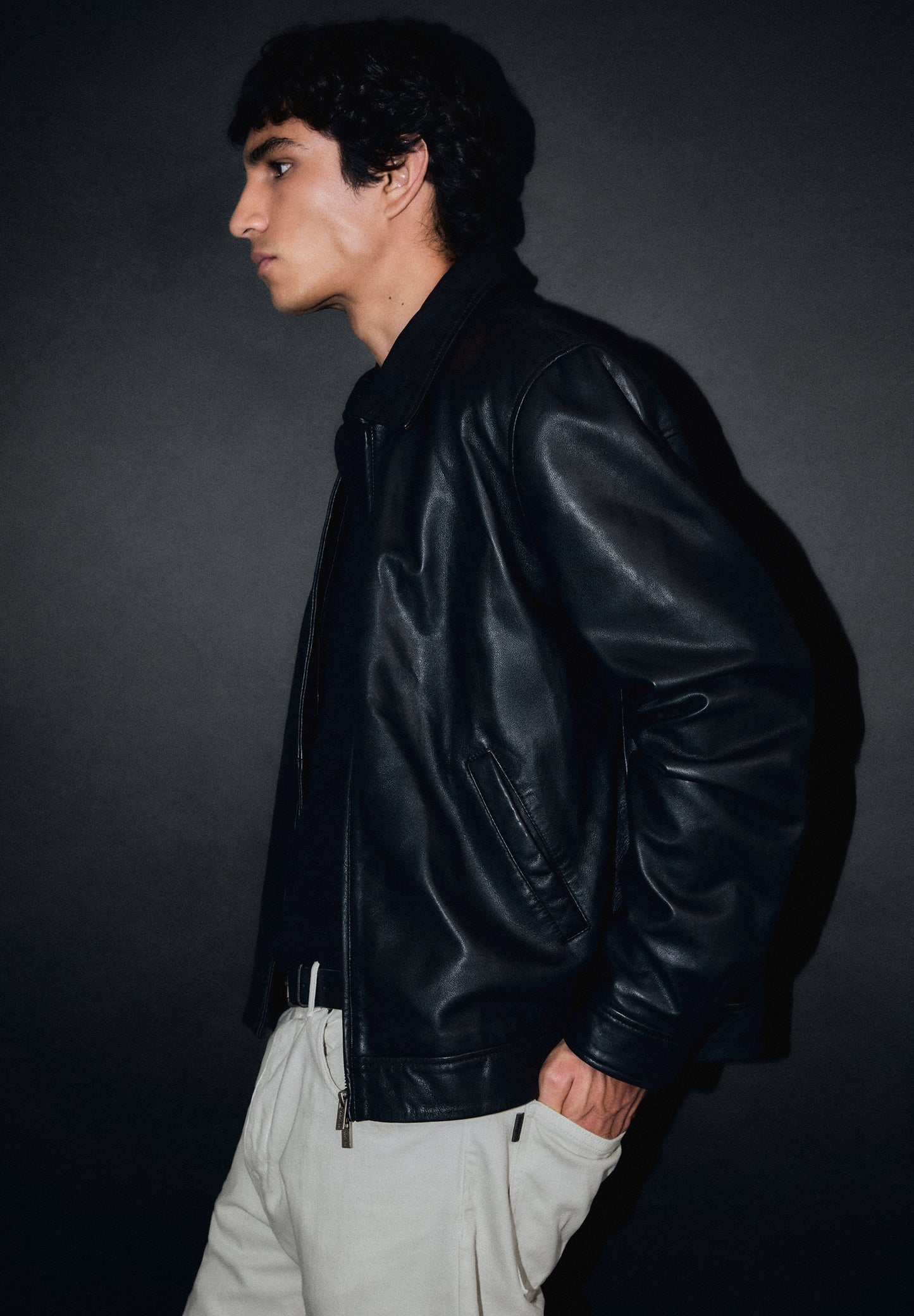 CARDIGAN DE PELE COM GOLA DE CAMISA