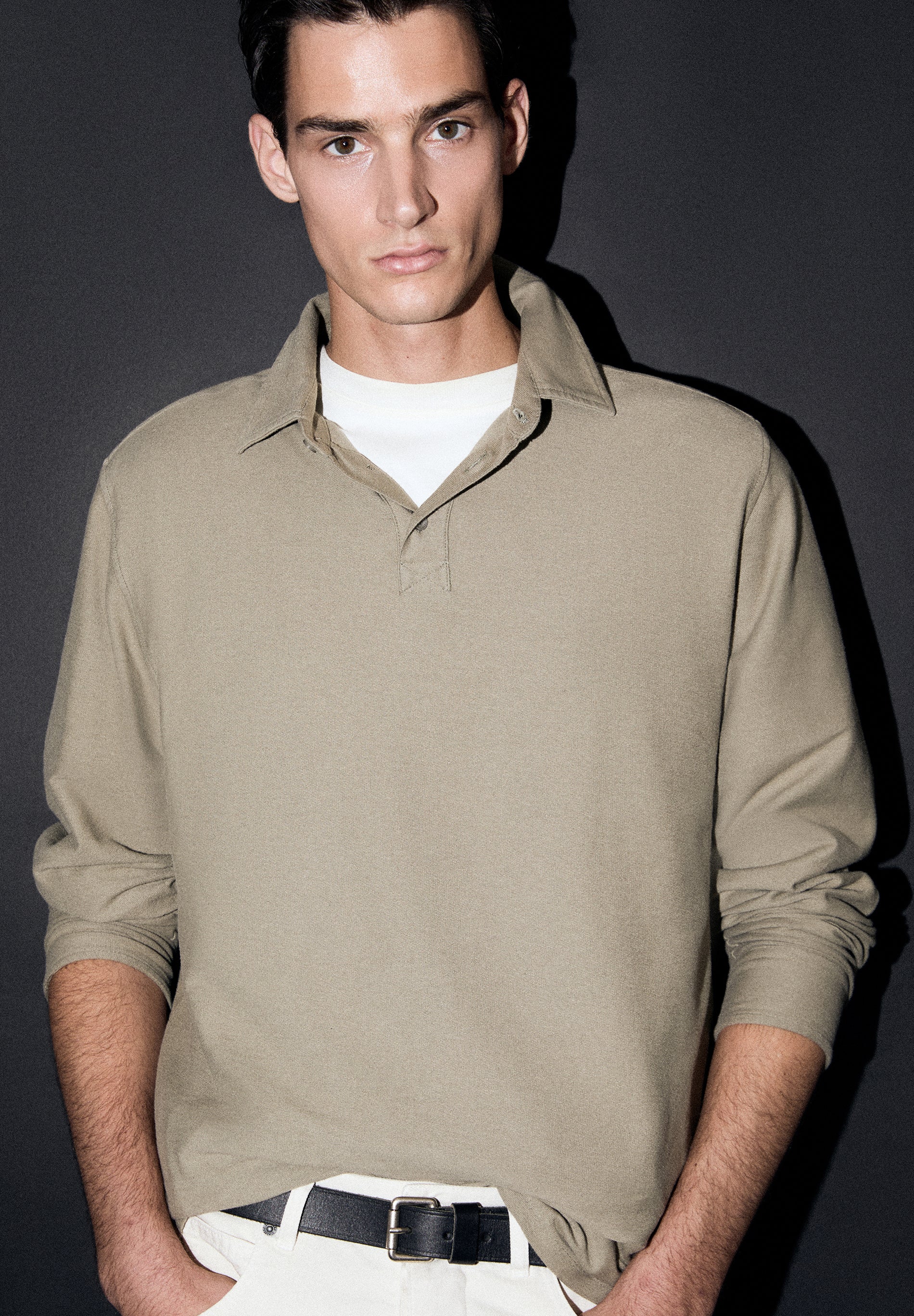 CAMISA POLO DE MANGA COMPRIDA EM MALHA