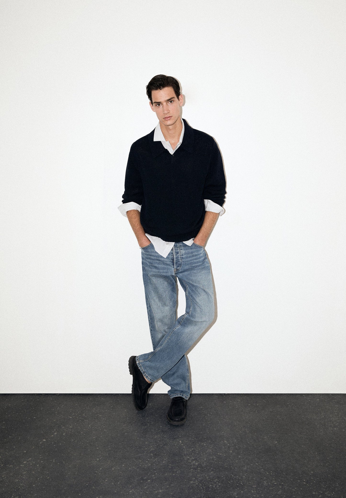 SWEATER CAMISA POLO EM MALHA DE ALGODÃO