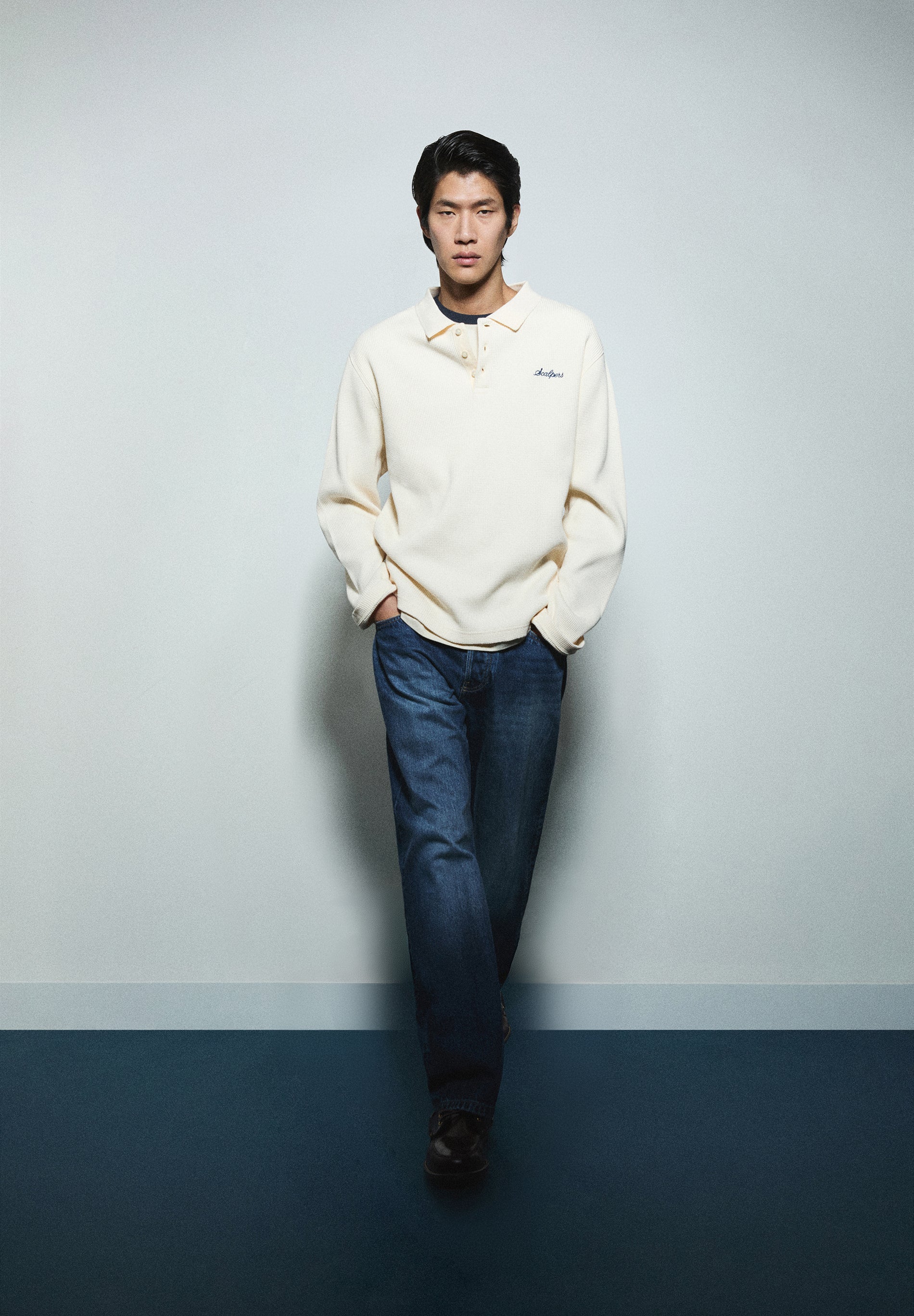 SWEATSHIRT ESTILO CAMISA POLO WAFFLE