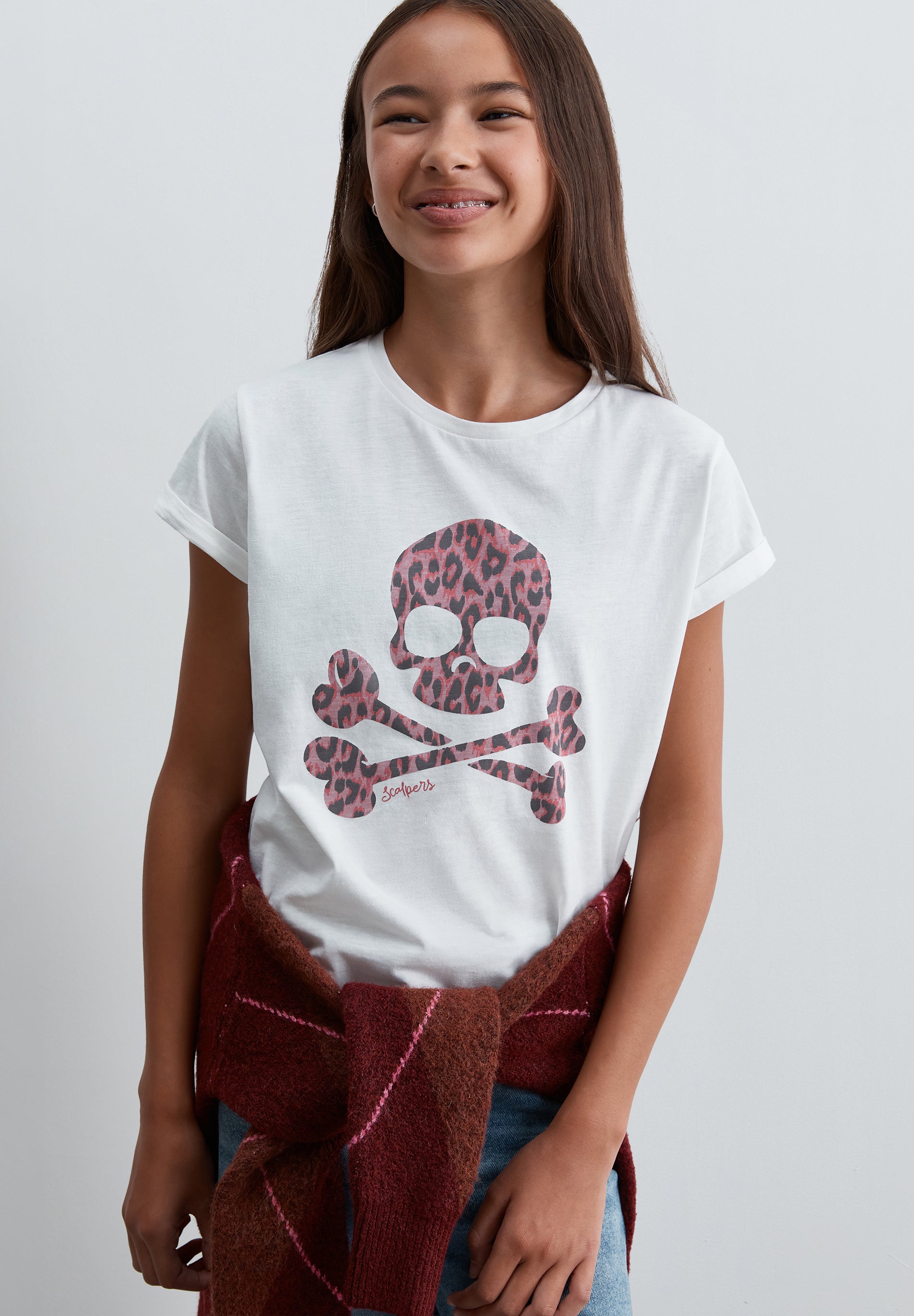 T-SHIRT COM SKULL E ESTAMPADO ANIMAL