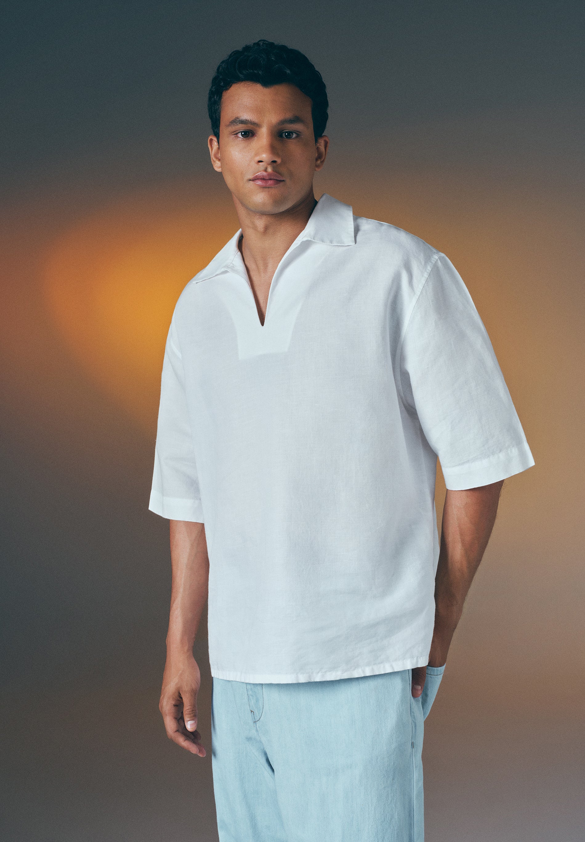 CAMISA POLO EM ALGODÃO E LINHO