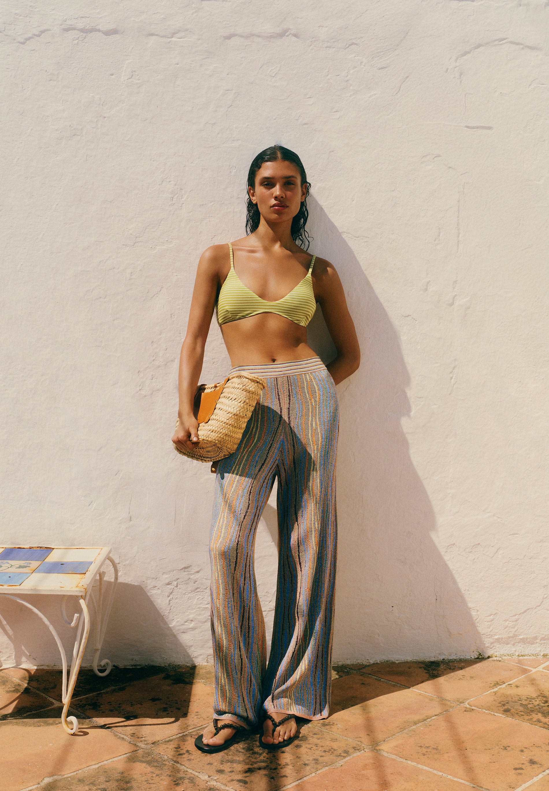 CALÇAS DE MALHA MULTICOLOR