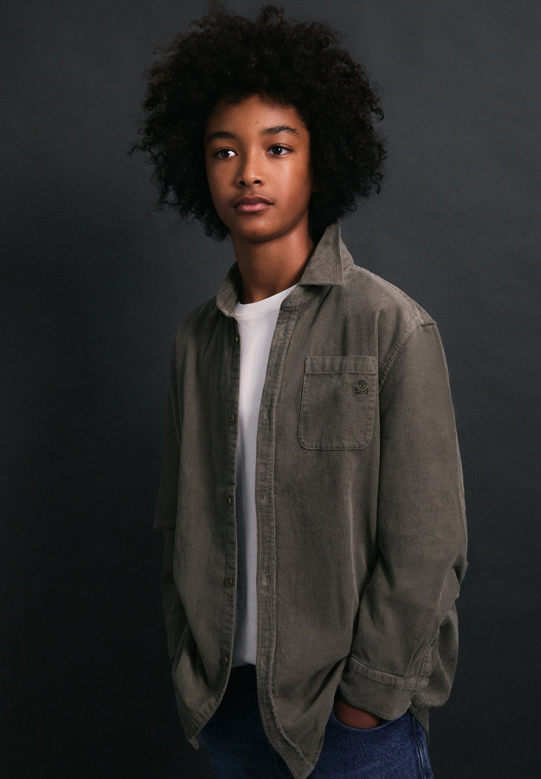 CAMISA BOMBAZINA BORDADA SKULL