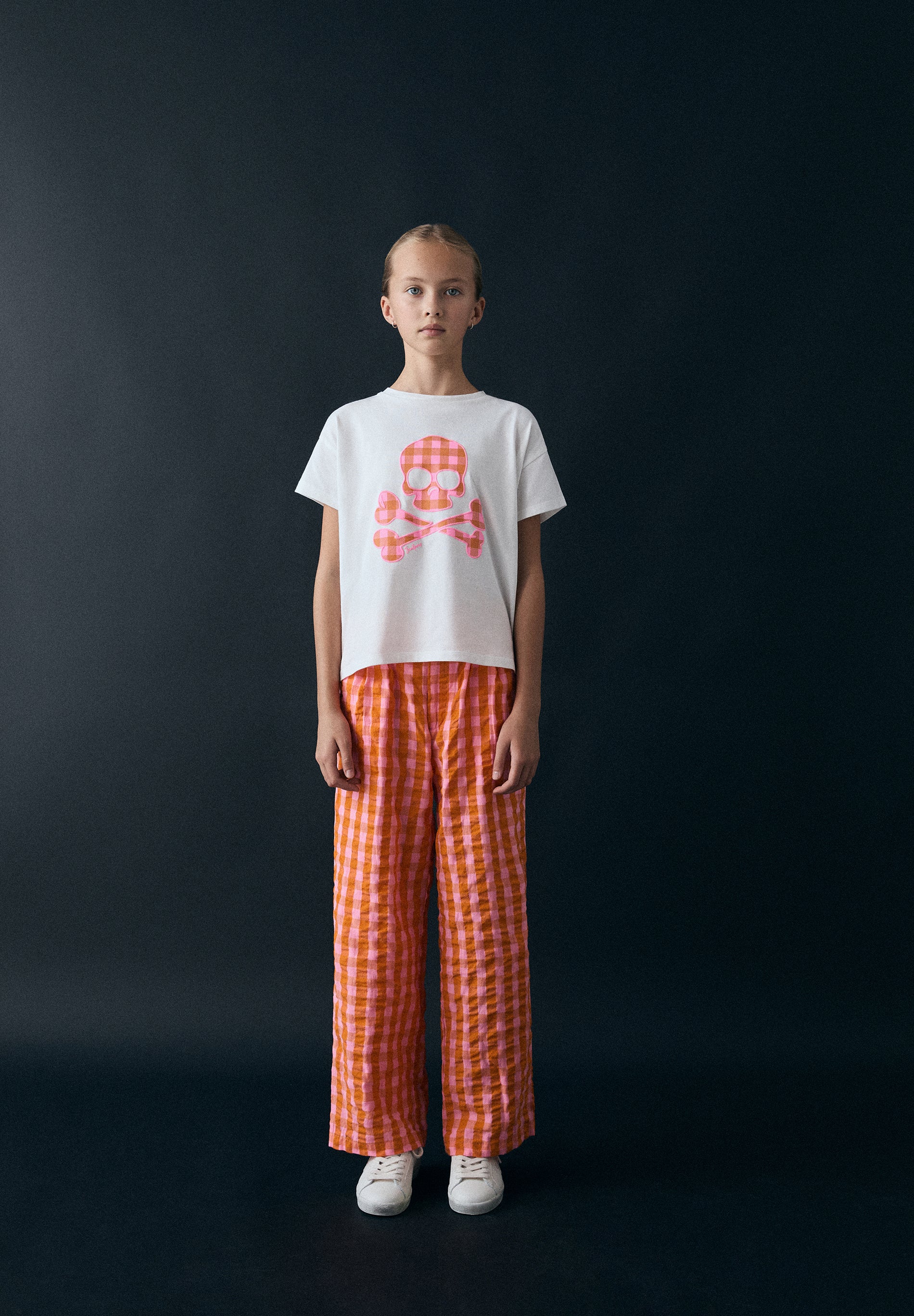 T-SHIRT COM SKULL VICHY