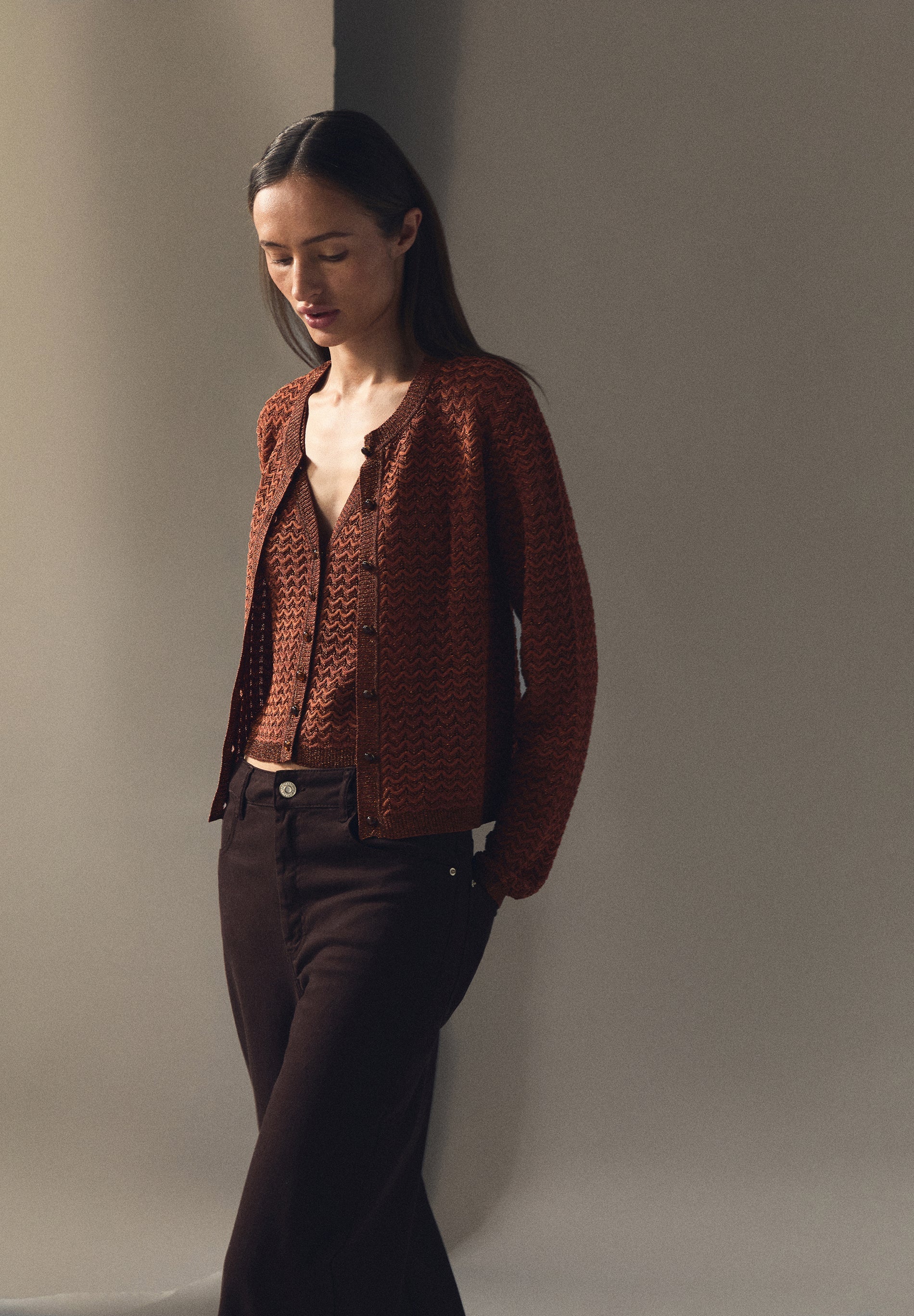 CARDIGAN DE MALHA METALIZADA