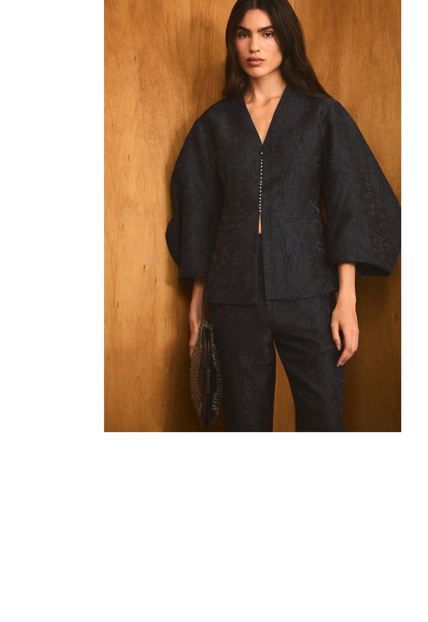 BLAZER JACQUARD MANGAS COM VOLUME