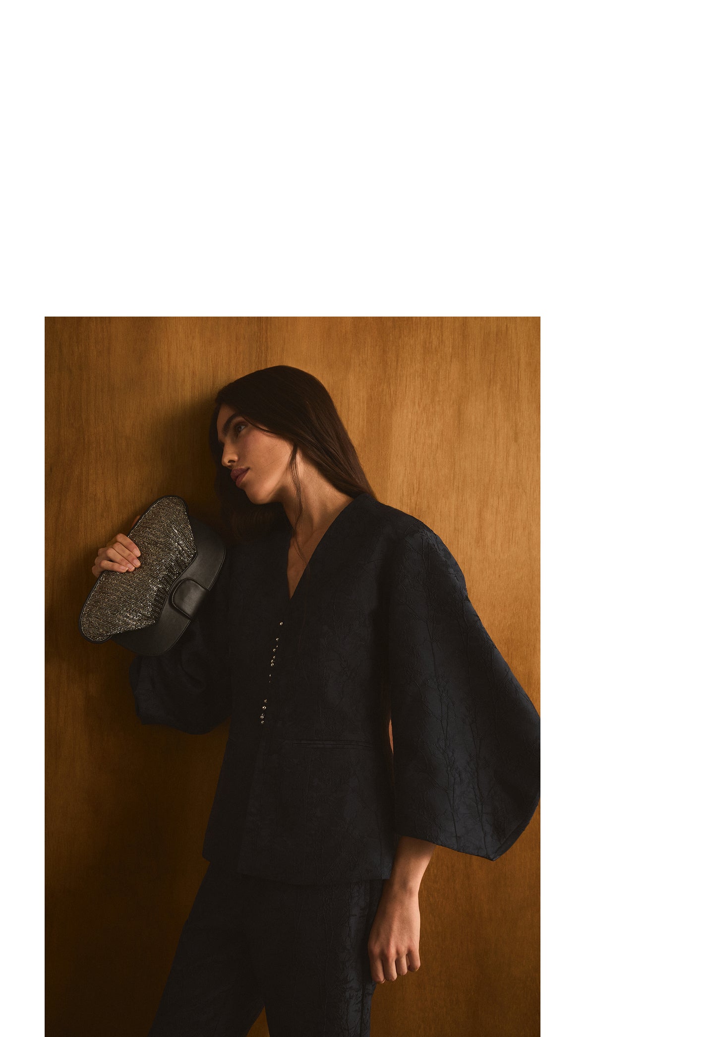 BLAZER JACQUARD MANGAS COM VOLUME